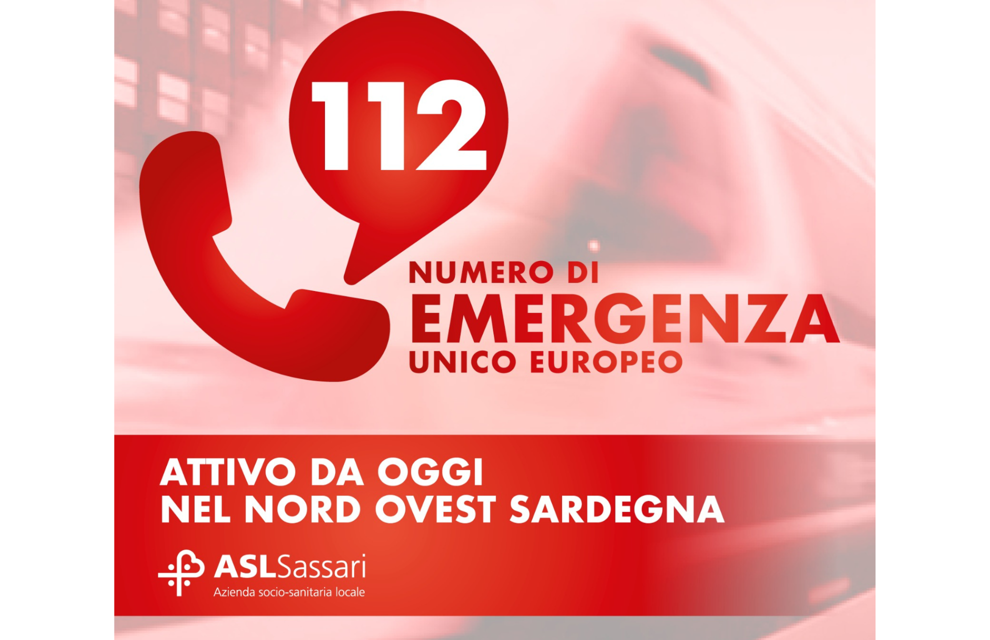 Numero Unico Europeo 112: da oggi parte nel Nord Ovest della Sardegna