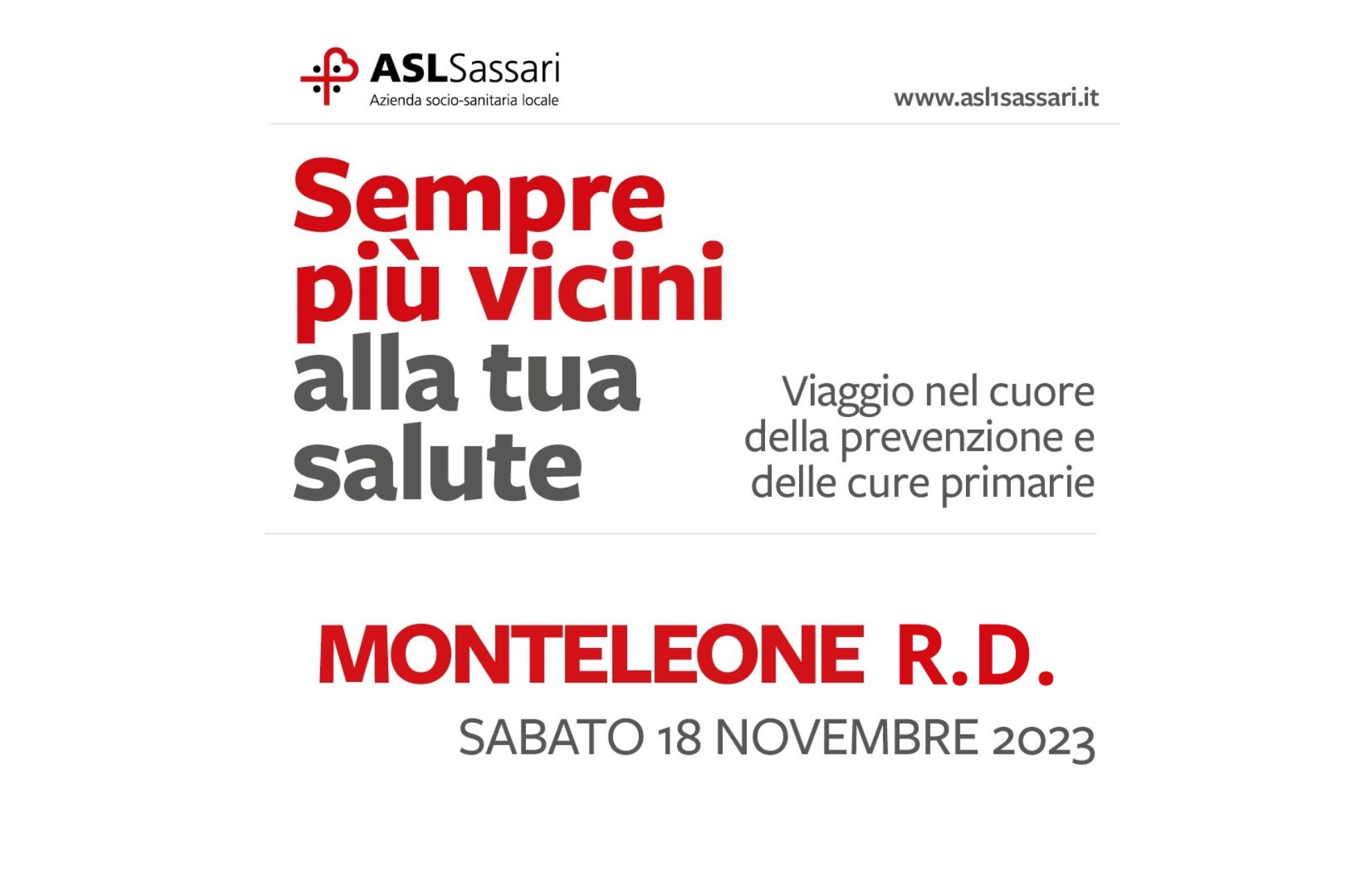 L’ambulatorio mobile sarà a Monteleone Rocca Doria, sabato 18 novembre