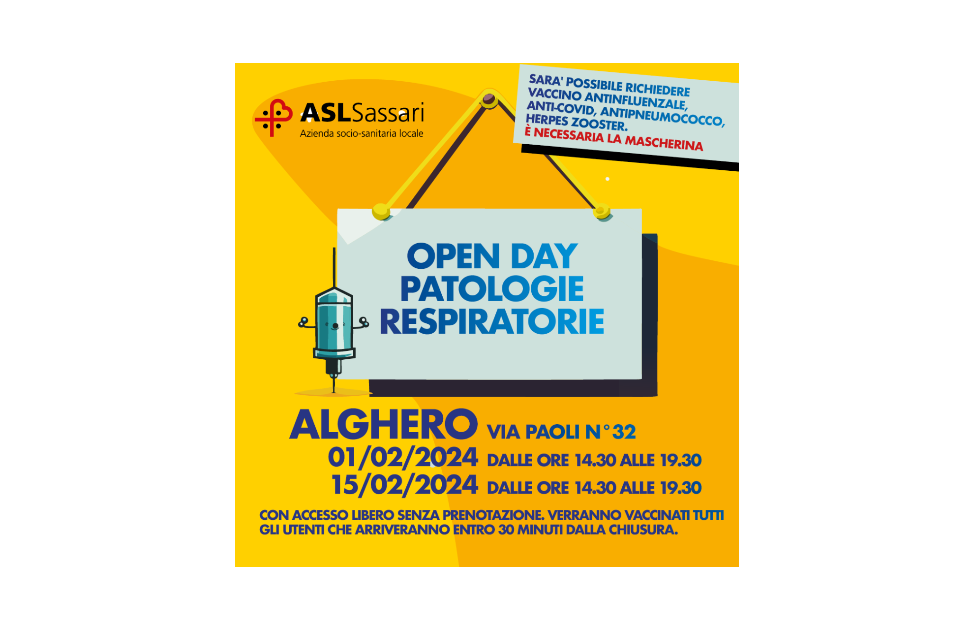Alghero: l’Open Day per proteggersi dalle patologie respiratorie