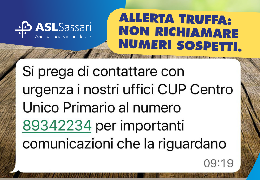 Messaggi truffa: l’appello della Asl di Sassari