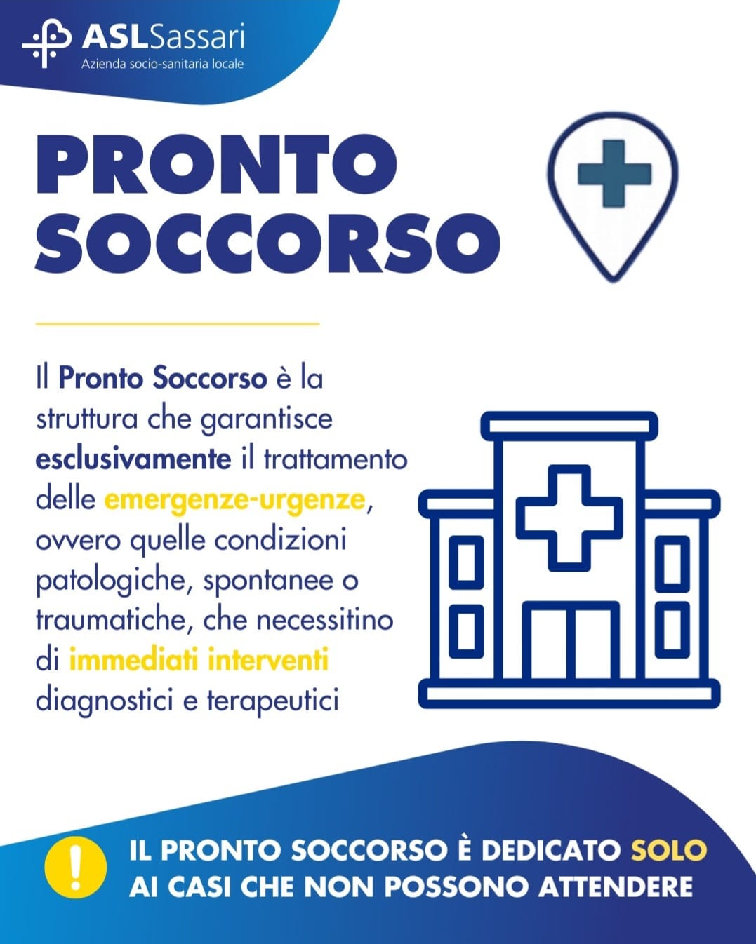 L’appello della Asl di Sassari per un corretto utilizzo del Pronto Soccorso