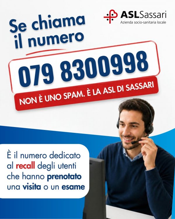 Nuovo numero per il recall di visite ed esami: rispondete al telefono è la Asl che chiama!